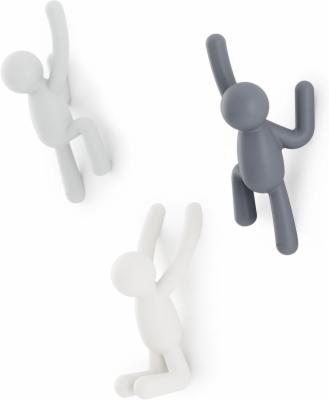 Umbra-Buddy-Haken-Dekorative-Wandhaken-Garderobe-fuer-Jacken-Schals-Taschen-Rucksaecke-Handtuecher-und-Mehr-3er-Set-Grau-318165-023