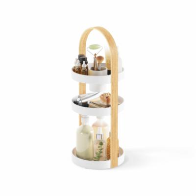 UMBRA-Bellwood-3-stufiger-Kosmetik-und-Make-Up-Organizer-mit-herausnehmbarem-Behaelter-fuer-Schminkpinsel-Holz-Weiss-Natur-20-x-20-x-50-cm-BELLWOOD-ORGANIZER-WHT-NAT-1015098-668