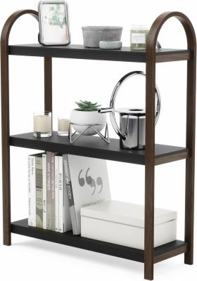 Umbra-Bellwood-Freistehendes-Regal-mit-3-Ablagen-Modernes-Standregal-aus-Bugholz-Schwarz-Walnuss-Pappelholz-H90-x-B72-x-T25-cm-BELLWOOD-FREESTAND-SHELF-3-TIER-BLK-WAL-1016838-048