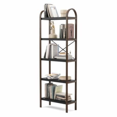 Umbra-Bellwood-Freistehendes-Regal-mit-5-Ablagen-Modernes-Standregal-aus-Bugholz-Schwarz-Walnuss-Holz-H170-x-B61-x-T26-cm-BELLWOOD-FREESTAND-SHELF-5-TIER-BLK-WAL-1016840-048