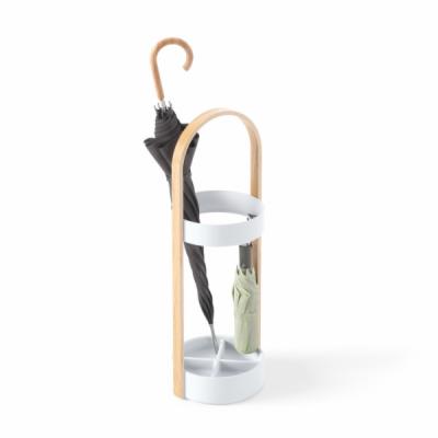 Umbra-Bellwood-Schirmstaender-Runder-Regenschirmstaender-mit-Rostfreier-Abtropfschale-Weiss-Natur-22-x-24-x-68-cm-BELLWOOD-UMBRELLA-STAND-WHT-NAT-320240-668