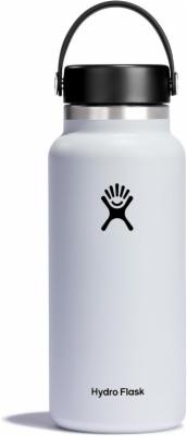 HYDRO-FLASK-Trinkflasche-946ml-32oz-Isolierte-Wasserflasche-aus-Edelstahl-Sportflasche-mit-auslaufsicherem-Flex-Cap-Deckel-und-Gurt-Thermoflasche-Spuelmaschinenfest-Groesse-Oeffnung-White-Weiss