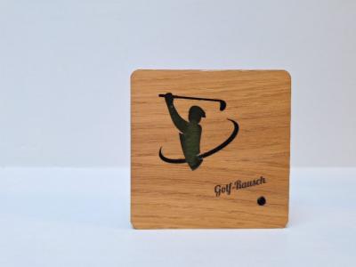 Golf-Geschenk-Golf-Rausch-Box-Golfplatz-Sound-mit-Abschlag-Ballrollen-Fairway-durch-Bewegungsmelder-Designerstueck-Vollholz-Eiche-Perfektes-Golf-Geschenk