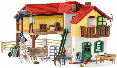 Schleich-42407-Farm-World-Spielset-Bauernhaus-mit-Stall-und-Tieren-Spielzeug-ab-3-Jahren