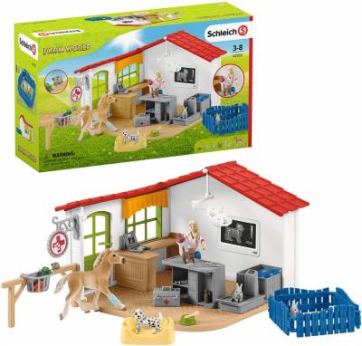 Schleich-42502-Farm-World-Spielset-Tierarzt-Praxis-mit-Haustieren-Spielzeug-ab-3-Jahren