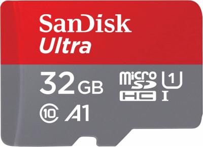 SanDisk-Ultra-microSDHC-UHS-I-Speicherkarte-32-GB-Adapter-Fuer-Android-Smartphones-und-Tablets-und-MIL-Kameras-A1-Class-10-U1-Full-HD-Videos-bis-zu-120-MB-s-Lesegeschwindigkeit-Rot-Grau