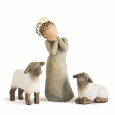 Willow-Tree-Kleine-Hirtin-Little-Shepherdess-26442-Krippenfiguren-Set-mit-Schafen-Susan-Lordi-Weihnachtskrippe-Erweiterung-Dekofigur