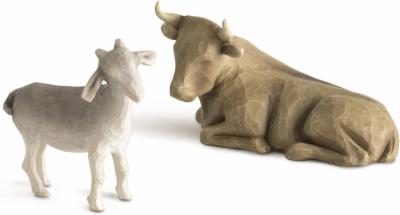 Enesco-Willow-Tree-Ox-and-Goat-Ochse-und-Ziege-Set-26180