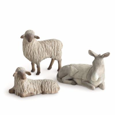Willow-Tree-26206-Sanfte-Tiere-aus-dem-Stall-–-Gentle-Animals-of-the-Stable-Krippenfiguren-Set-|-Deko-Figuren-zu-Weihnachten-3-teilig-Esel-2-Schafe