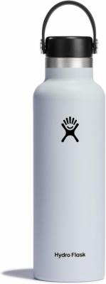 HYDRO-FLASK-Trinkflasche-621ml-21oz-Isolierte-Wasserflasche-aus-Edelstahl-Sportflasche-mit-auslaufsicherem-Flex-Deckel-und-Gurt-Thermoflasche-Spuelmaschinenfest-Kleine-Oeffnung-White