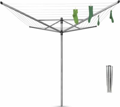 Brabantia-Lift-O-Matic-drehbaren-Waeschespinne-Reibungsloses-Drehungen-UV-bestaendige-Waescheleine-50-m-Kein-Durchhaengen-Auch-fuer-Kleiderbuegel-Metallic-Grey-ø-295-cm